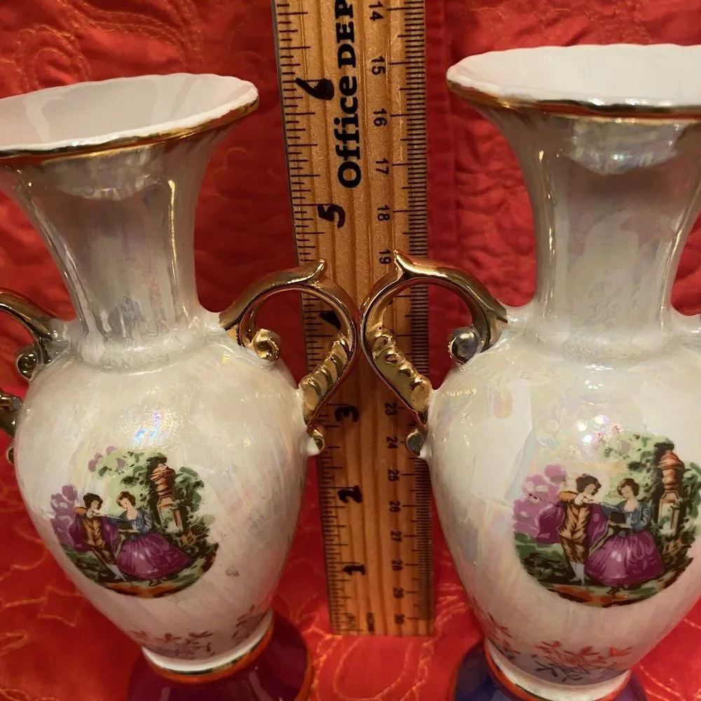 Vintage Empress Haruta Vase Set Of Two A Blue One And A‎ Red One. RARE PAIR